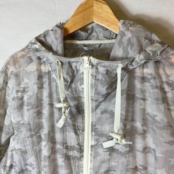 Zyia Active Sage Gray Camo Print Lightweight Hooded Active Zip Up Jacket Size XL - Picture 6 of 15